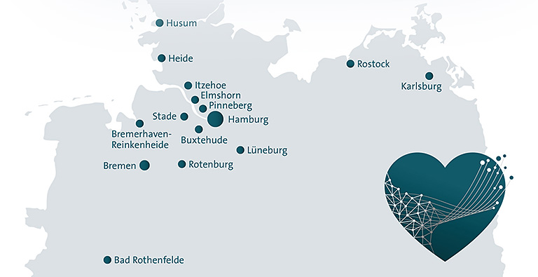 Norddeutsches Herzinsuffizienz Netzwerk Hamburg (NHNH) - Übersicht der beteiligten Kliniken und Praxen